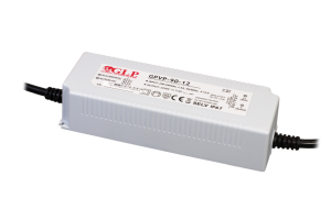 GLP PSU: 12V/7.5A, CV, PFC, IP67, plastic case, double insulation wires
